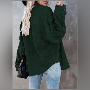 Womens Corduroy Button Down Shirt Long Sleeve (S)